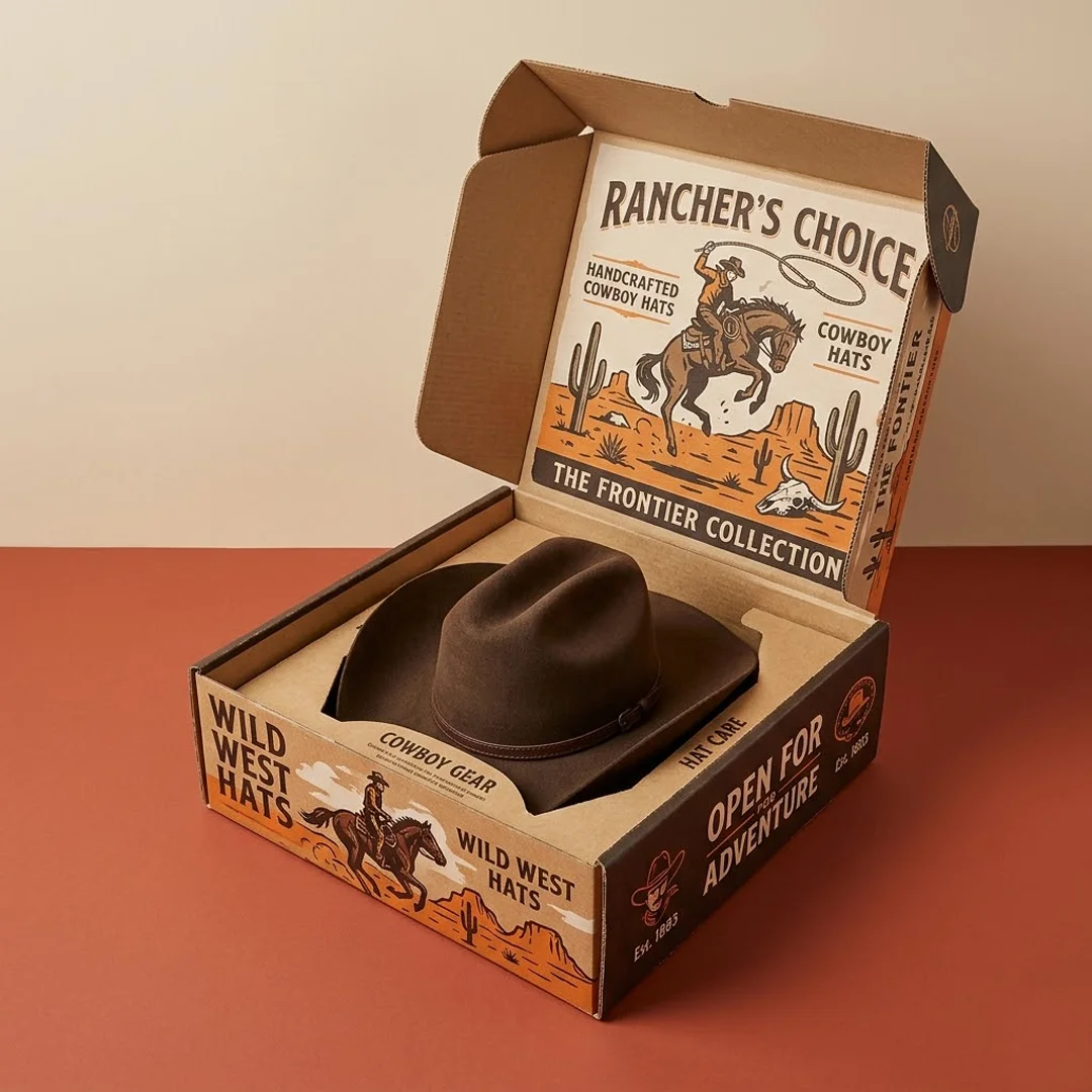 Custom Printed Cowboy Hat Boxes In BULk
