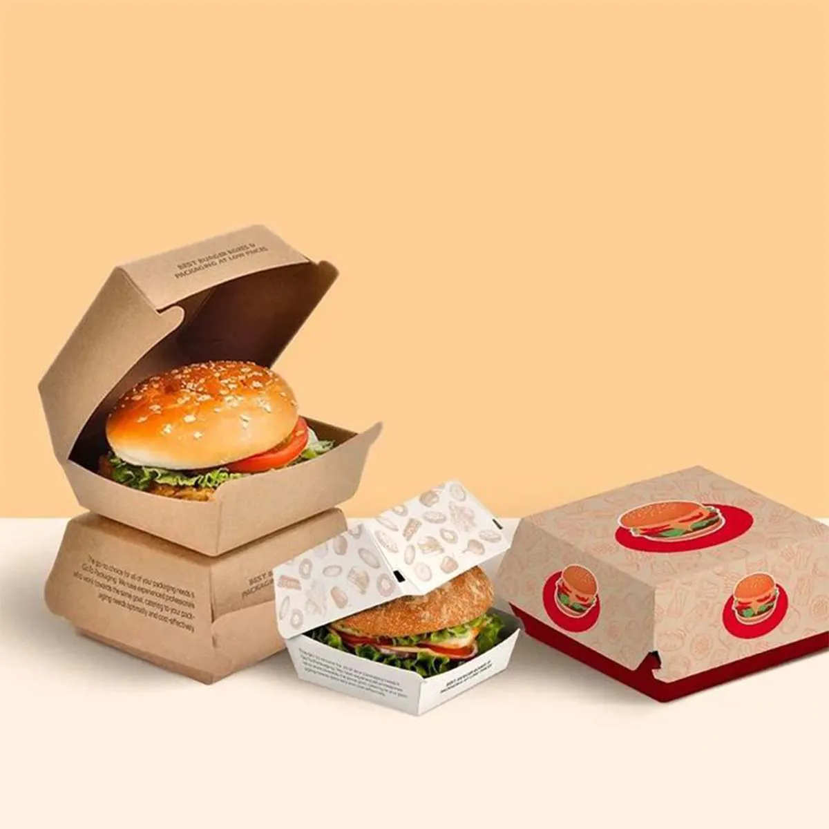 Printed Kraft Burger Boxes